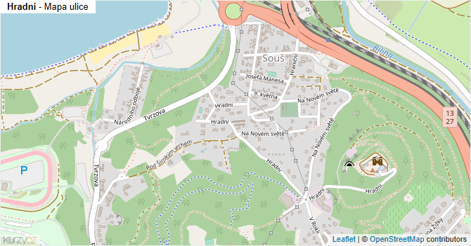 Hradní - mapa ulice