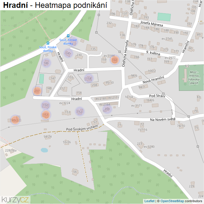 Mapa Hradní - Firmy v ulici.