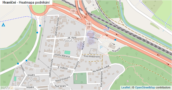 Hraniční - mapa podnikání