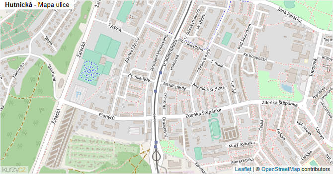 Hutnická - mapa ulice