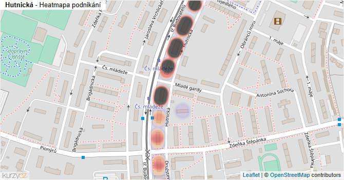 Hutnická - mapa podnikání
