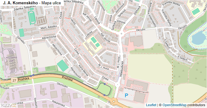 J. A. Komenského - mapa ulice