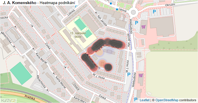J. A. Komenského - mapa podnikání