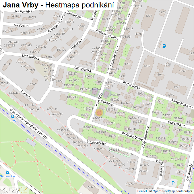 Mapa Jana Vrby - Firmy v ulici.
