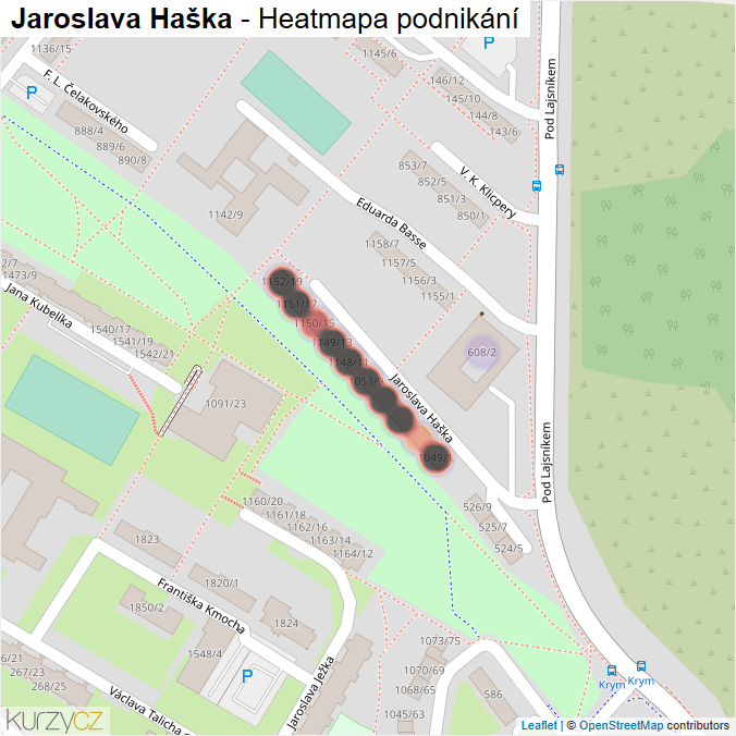 Mapa Jaroslava Haška - Firmy v ulici.