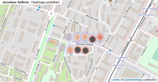 Jaroslava Seiferta - mapa podnikání