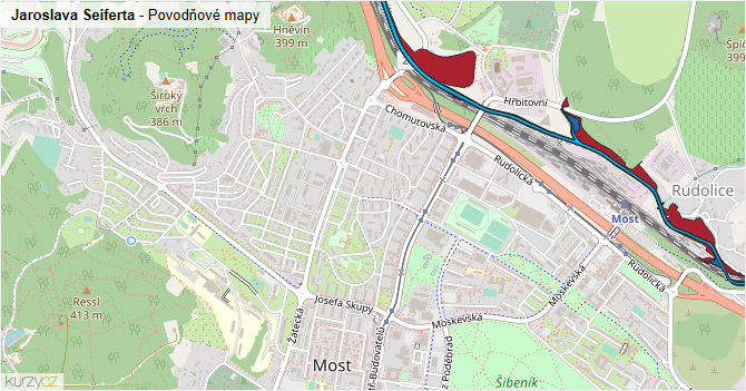 Jaroslava Seiferta - záplavové mapy stoleté vody