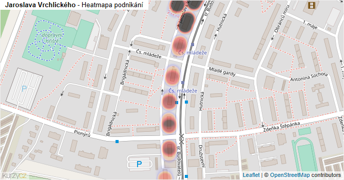 Jaroslava Vrchlického - mapa podnikání