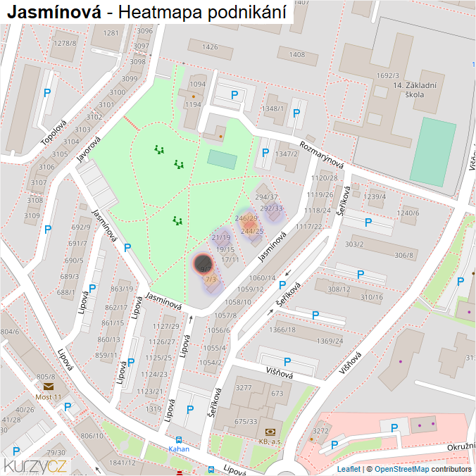 Mapa Jasmínová - Firmy v ulici.