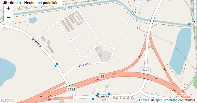 Jiřetínská - mapa podnikání