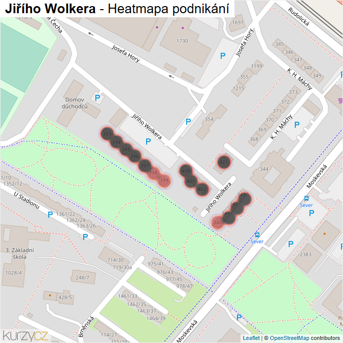 Mapa Jiřího Wolkera - Firmy v ulici.