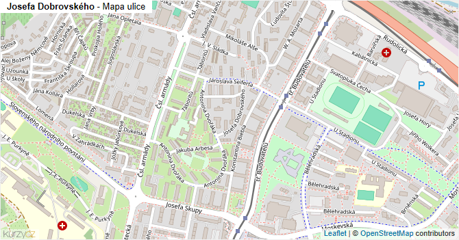 Josefa Dobrovského - mapa ulice