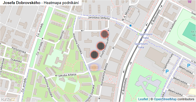 Josefa Dobrovského - mapa podnikání