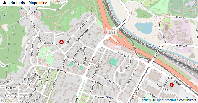 Josefa Lady - mapa ulice