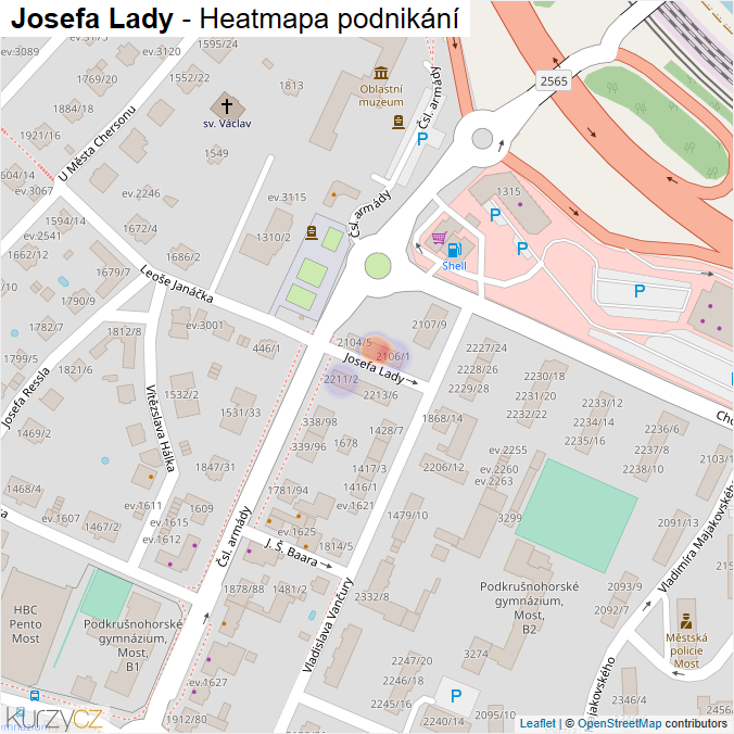 Mapa Josefa Lady - Firmy v ulici.