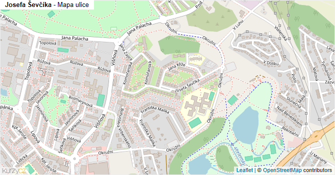Josefa Ševčíka - mapa ulice