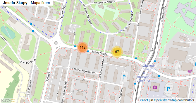 Josefa Skupy - mapa firem