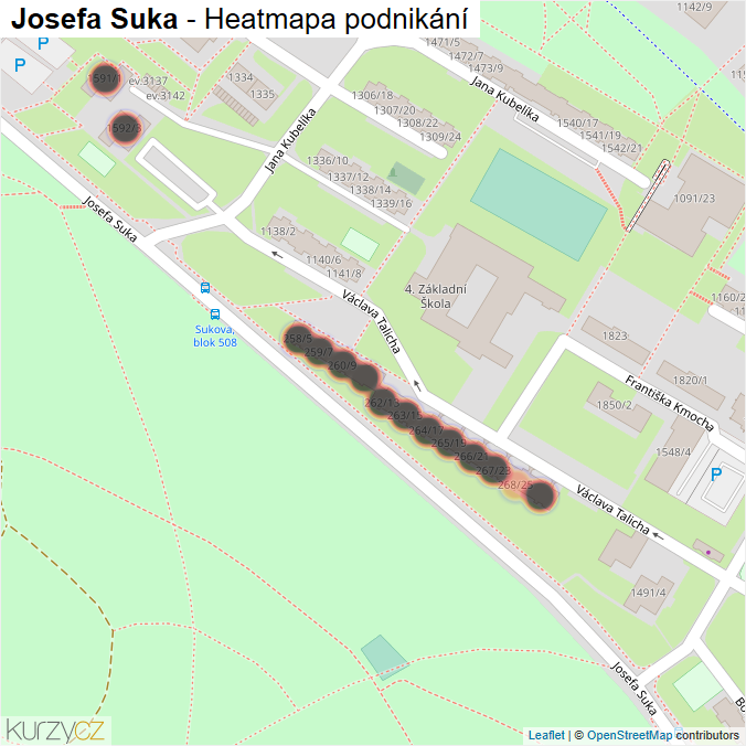 Mapa Josefa Suka - Firmy v ulici.