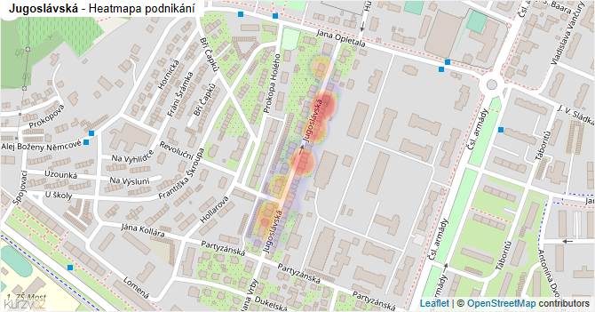 Jugoslávská - mapa podnikání