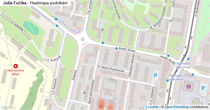 Julia Fučíka - mapa podnikání