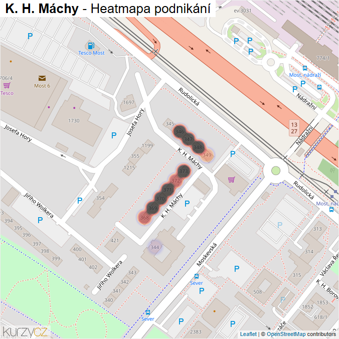 Mapa K. H. Máchy - Firmy v ulici.