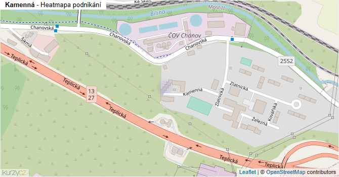 Kamenná - mapa podnikání