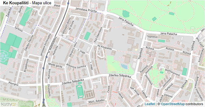 Ke Koupališti - mapa ulice