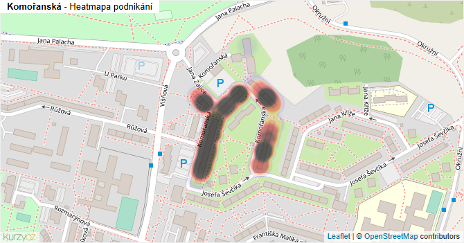 Komořanská - mapa podnikání