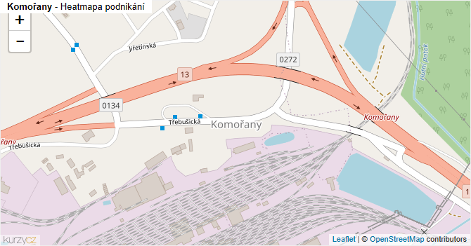 Komořany - mapa podnikání