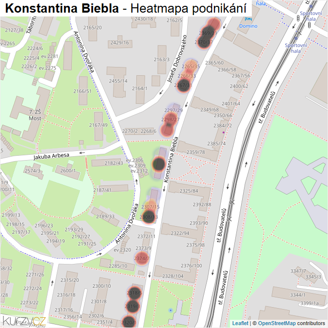 Mapa Konstantina Biebla - Firmy v ulici.