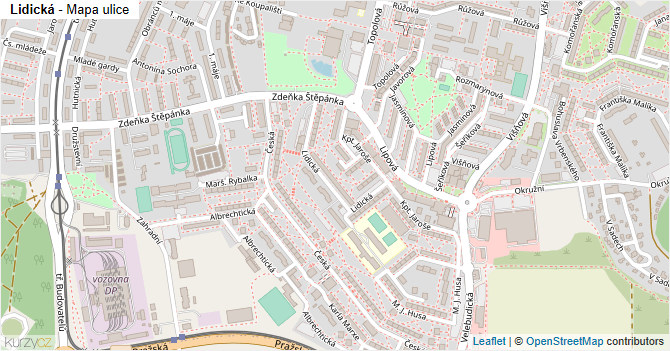Lidická - mapa ulice