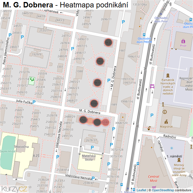 Mapa M. G. Dobnera - Firmy v ulici.