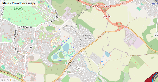 Malá - záplavové mapy stoleté vody