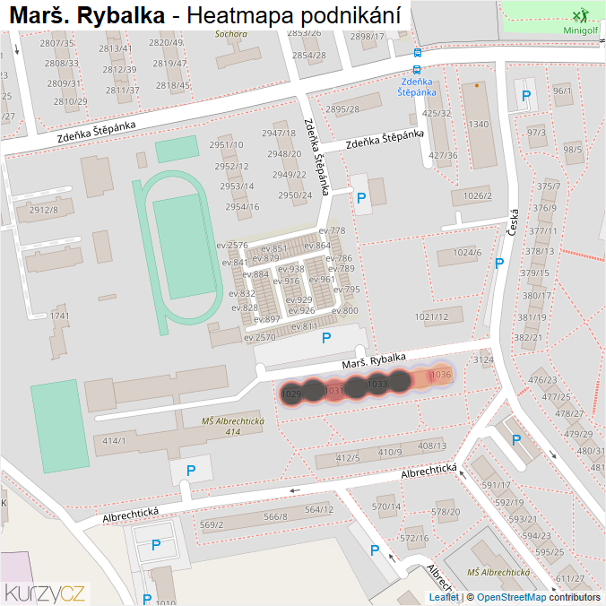 Mapa Marš. Rybalka - Firmy v ulici.