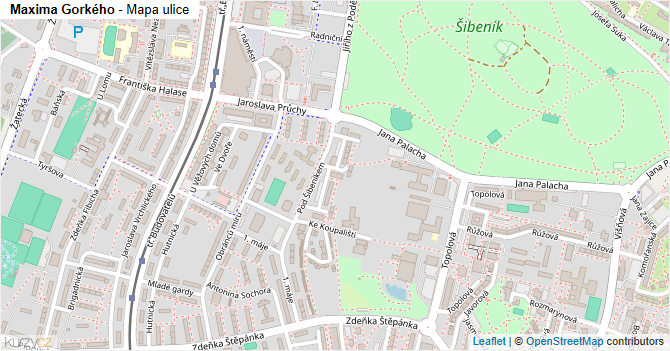 Maxima Gorkého - mapa ulice