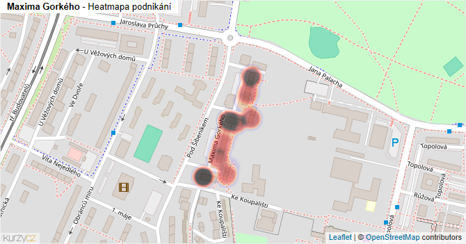 Maxima Gorkého - mapa podnikání