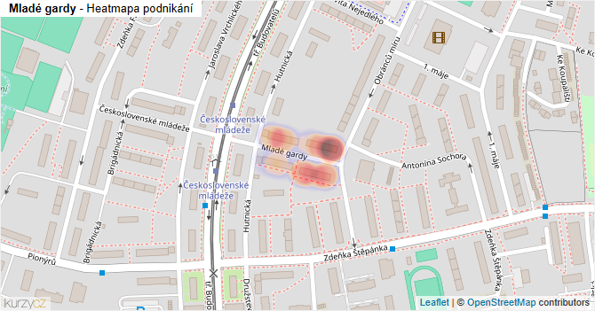 Mladé gardy - mapa podnikání