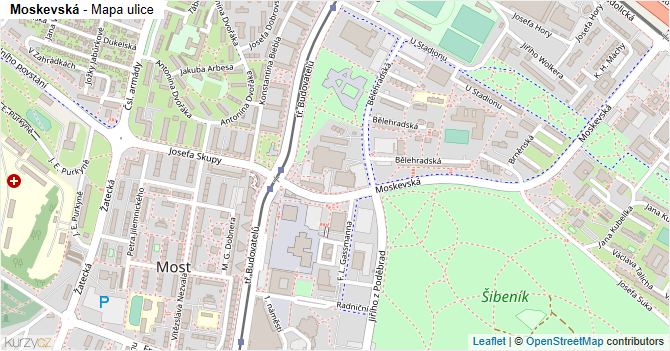 Moskevská - mapa ulice