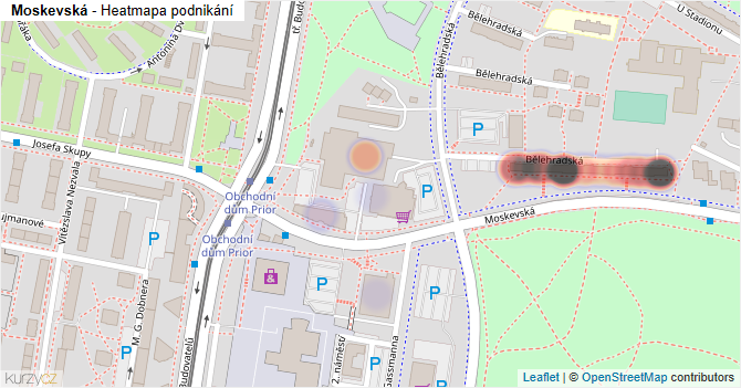 Moskevská - mapa podnikání