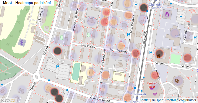 Most - mapa podnikání