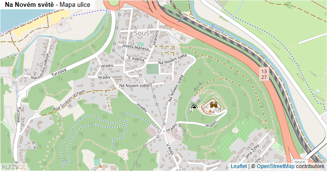 Na Novém světě - mapa ulice