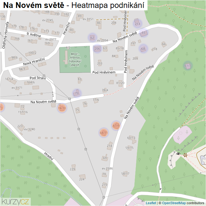 Mapa Na Novém světě - Firmy v ulici.