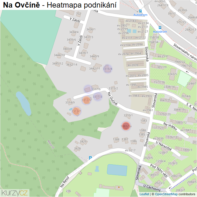 Mapa Na Ovčíně - Firmy v ulici.