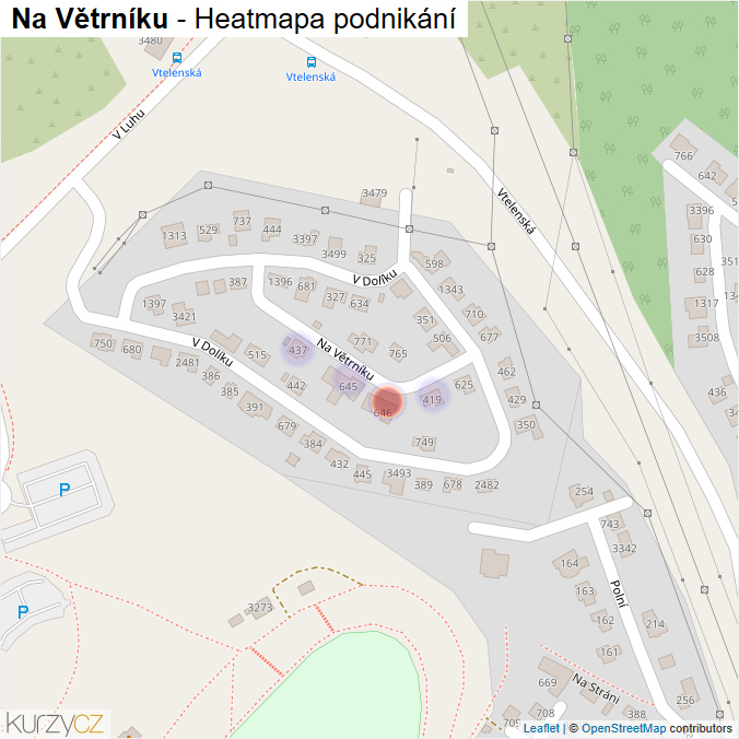 Mapa Na Větrníku - Firmy v ulici.