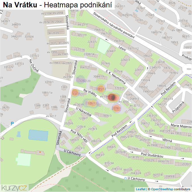 Mapa Na Vrátku - Firmy v ulici.