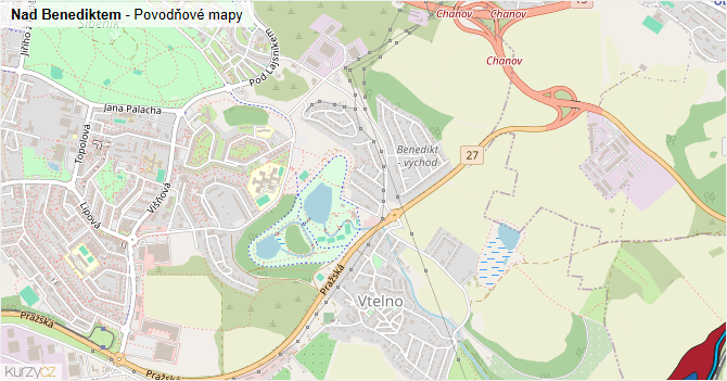 Nad Benediktem - záplavové mapy stoleté vody