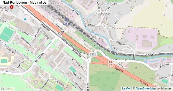 Nad Koridorem - mapa ulice