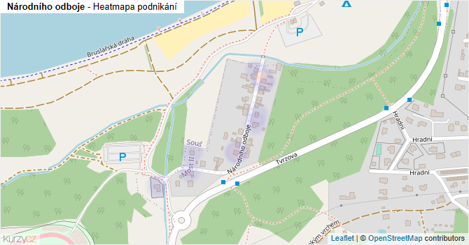 Národního odboje - mapa podnikání