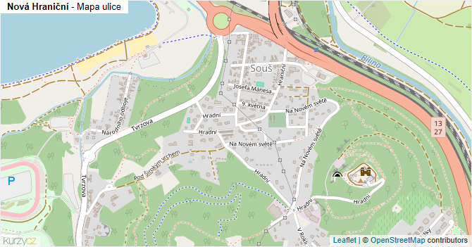 Nová Hraniční - mapa ulice