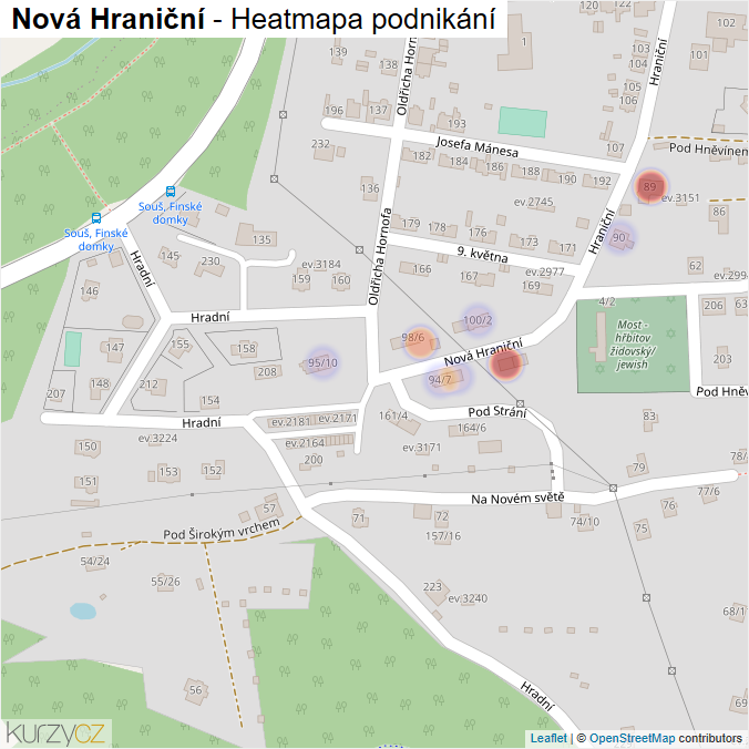 Mapa Nová Hraniční - Firmy v ulici.